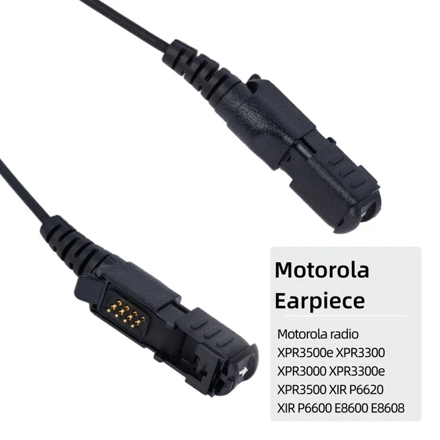 Alt view image 2 of 6 - HEOPBIRD D-Shape Headset Compatible with Motorola XPR3300e 5-Pack | Inline PTT mic, 360 lapel clip, ear loop design, clear audio, fits XPR3500e XPR3300 XPR3500 P6600 P6620 DP2400
