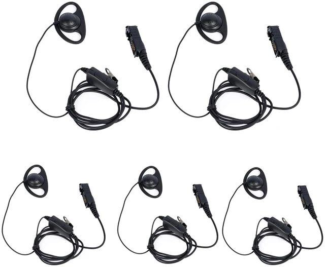 Main image of HEOPBIRD D-Shape Headset Compatible with Motorola XPR3300e 5-Pack | Inline PTT mic, 360 lapel clip, ear loop design, clear audio, fits XPR3500e XPR3300 XPR3500 P6600 P6620 DP2400