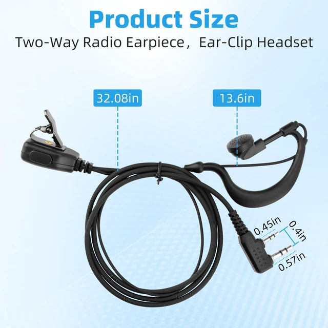 Alt view image 2 of 7 - YXYYXY Two-Way Radio Earpiece, Ear-Clip Headset Compatible with Midland Walkie Talkies, Fit for All Midland GXT, LXT & G-Series Radios, 4 Pack