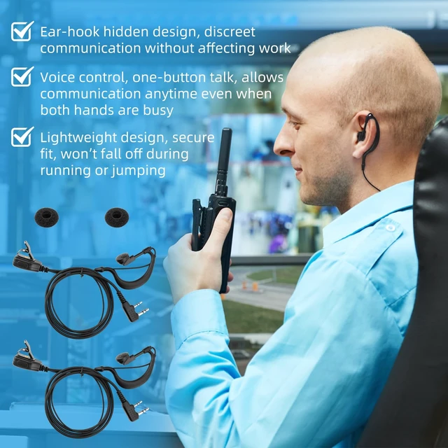 Alt view image 7 of 7 - YXYYXY Two-Way Radio Earpiece, Ear-Clip Headset Compatible with Midland Walkie Talkies, Fit for All Midland GXT, LXT & G-Series Radios, 4 Pack