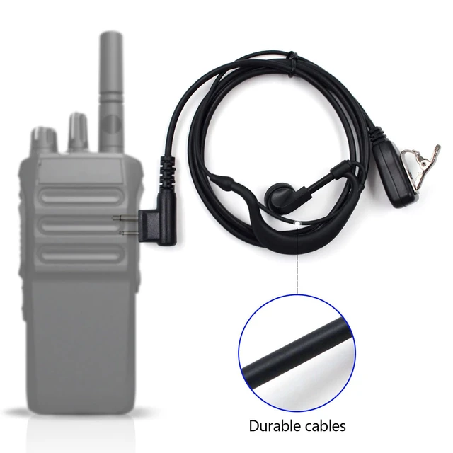 Alt view image 5 of 5 - 10-Pack G-Shape PTT Earpiece for Motorola CP200 CP100D RDU RMU Radio | Compatible with Baofeng Kenwood Retevis UV-5R BF-888S TK-3107, 2-Pin G-shape earhook PTT mic, flexible earpiece