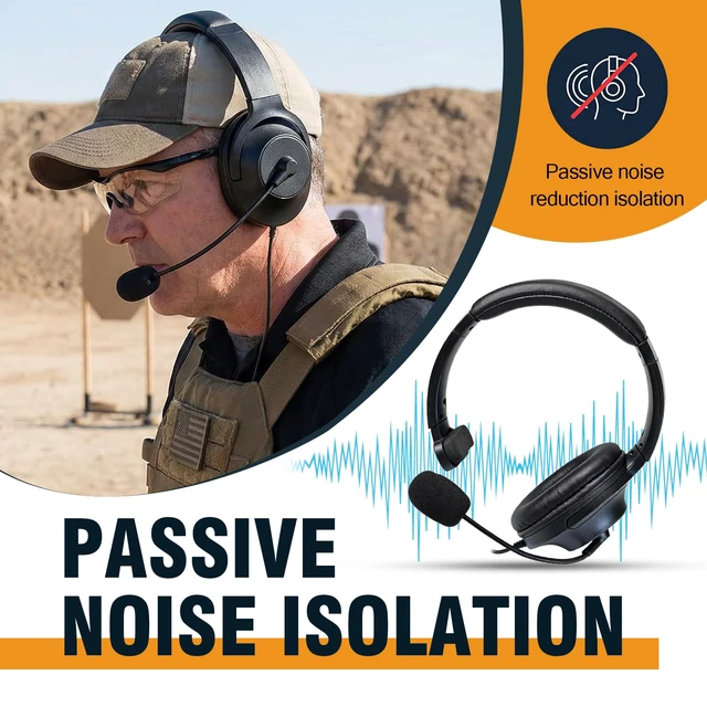 Alt view image 3 of 7 - Ptt Mic Earpiece Two Way Radio Headset Single Sided Earmuff Boom Microphone Headphone for Midland Walkie Talkies