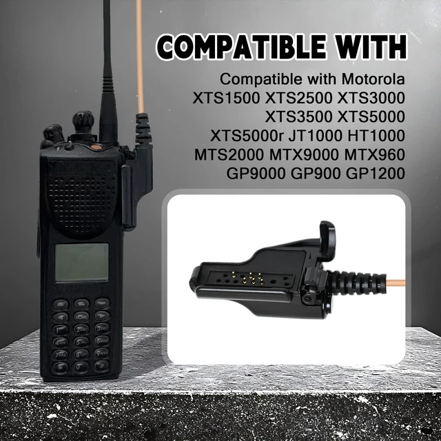Alt view image 2 of 7 - Police Radio Earpiece with Mic Walkie-Talkie Ear Piece Headset Compatible for Motorola Xts Series 5000 1500 2500 ht1000 5000r 2500i xts2500 xts5000 xts5000r xts3000,Dual Ptt,Waterproof,Skin Color