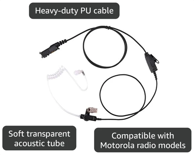 Alt view image 3 of 7 - AIRSN XPR3300e Radio Earpiece Compatible with M0torola Walkie Talkie | for XPR3300 XPR3500 PR3500e Single Wire Acoustic Tube Headset with MIC