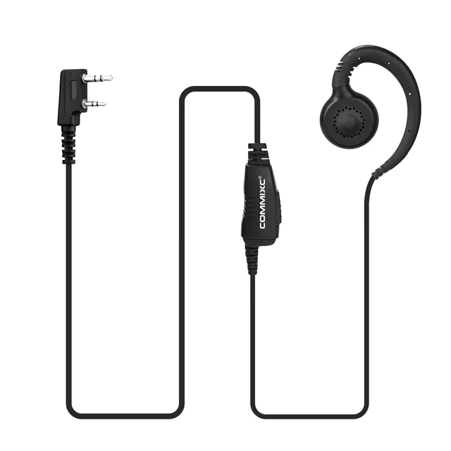 Main image of 2-Pack Walkie Talkie Earpiece w Mic 2-Pin Compatible with Kenwood Bao Feng | Two Way Radio Headset with PTT, 180° rotatable Earbud