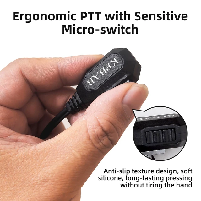 Alt view image 3 of 7 - KPBAB 10-Pack Acoustic Tube Earpiece with Mic, K-Type 2-Pin Radio Headset | Walkie talkie earpiece with PTT; compatible with Baofeng UV-5R, UV-82, BF-888S and selected Kenwood 2-pin radios.