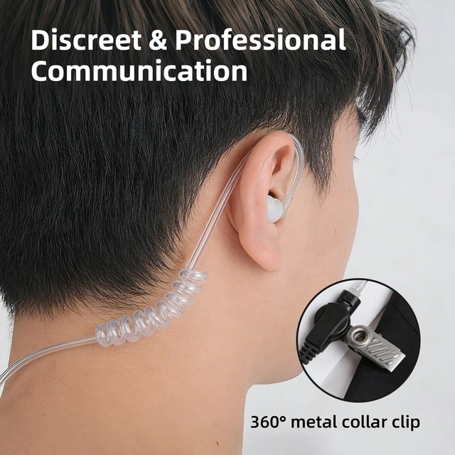 Alt view image 5 of 7 - KPBAB 10-Pack Acoustic Tube Earpiece with Mic, K-Type 2-Pin Radio Headset | Walkie talkie earpiece with PTT; compatible with Baofeng UV-5R, UV-82, BF-888S and selected Kenwood 2-pin radios.