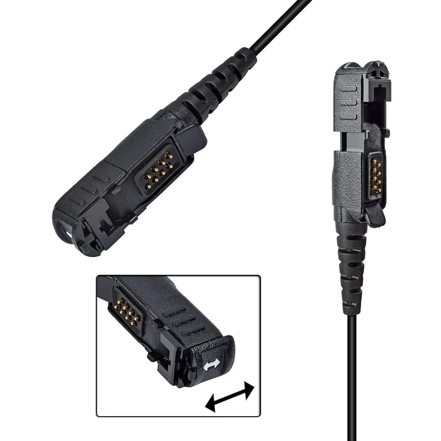 Alt view image 3 of 7 - HYS Surveillance Police 2 Way Radio Earpiece with PTT, Security Headset with Medium Silicon Earmold for Motorola/MotoTurbo XPR3300 XPR3500 XPR3000 XIRE8608I XIRE8628I XIRP6600I XIRP6620I Digital Radio