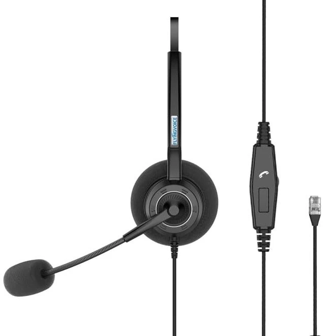 Alt view image 4 of 6 - FLYINGVOICE HP200 Office Phone Headset RJ9 Connection, 320° Rotation, Lightweight 95g for All Day Comfort, for Office, Call Center use