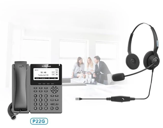 Alt view image 6 of 6 - FLYINGVOICE HP200 Office Phone Headset RJ9 Connection, 320° Rotation, Lightweight 95g for All Day Comfort, for Office, Call Center use