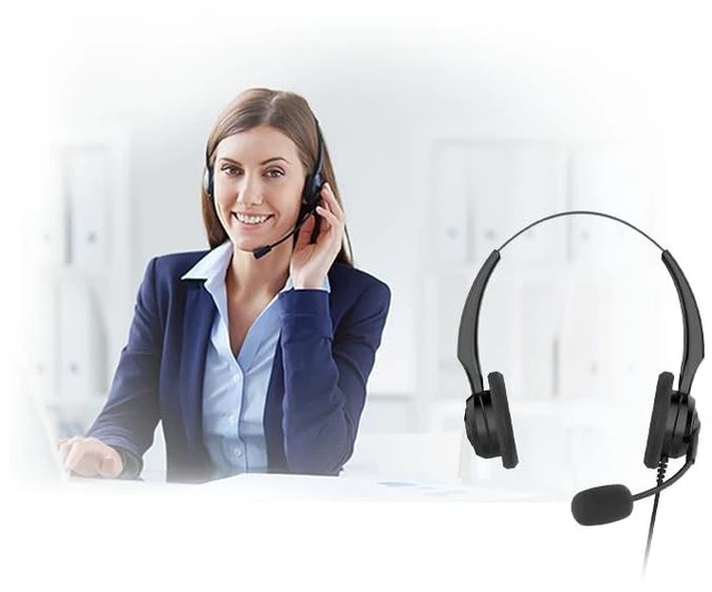 Alt view image 5 of 6 - FLYINGVOICE HP200 Office Phone Headset RJ9 Connection, 320° Rotation, Lightweight 95g for All Day Comfort, for Office, Call Center use