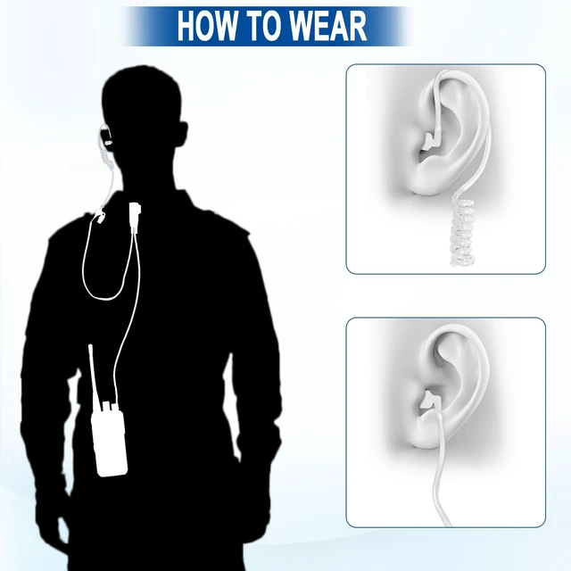 Alt view image 6 of 7 - 5 Pack AVPH3 Surveillance Earpiece with PTT/VOX Mic for Midland GTX1000 | Transparent Security Headsets Earpiece Also Fit lxt600vp4 ltx600pa lxt500pa LXT600 GXT1000VP4