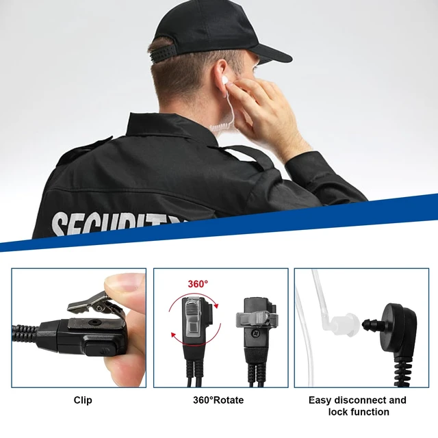 Alt view image 4 of 7 - 5 Pack AVPH3 Surveillance Earpiece with PTT/VOX Mic for Midland GTX1000 | Transparent Security Headsets Earpiece Also Fit lxt600vp4 ltx600pa lxt500pa LXT600 GXT1000VP4