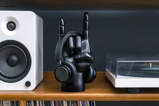 Alt view image 7 of 7 - Luckies Headphone Stand - Headphone Holder - Rock On Hand - Headset Stand - Mens Jewellery Holder - Mens Desk Accessories - Controller Holders - Guitar Accessories - Desk Tidy - Dad Rock Gifts - Black