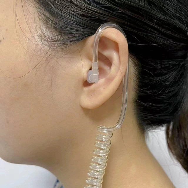 Alt view image 4 of 5 - MONICONA R5 XPR3300E Earpiece with Mic Compatible with Motorola Radios XPR3300 XPR3500E DEP570 DP2600E MTP3250 DP3441E, Clear Acoustic Tube Headset with PTT and Clip Microphone