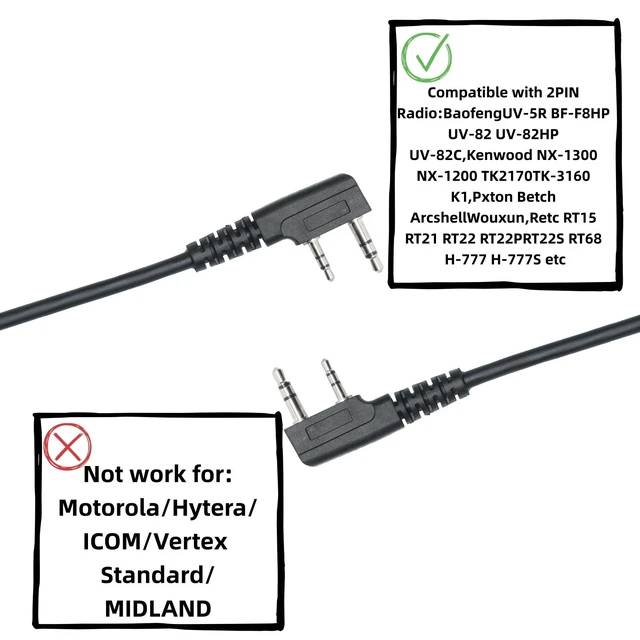 Alt view image 6 of 7 - Earpiece WalkieTalkie Headset Compatible with Baofeng UV-5R,10Pack | G-shape,with PTT Mic, Compatible with Baofeng BF-888S BF-F8HP BF-F9 Kenwood TK-2107 TK-3107 H777 RT7 RT21