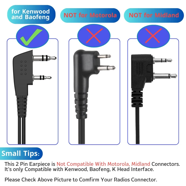 Alt view image 2 of 7 - KETELESE 2 Pin Air Acoustic Tube Surveillance Headset, 2Pack | 2-pin, Compatible with Baofeng, Kenwood, Retevis 2-pin two way radio