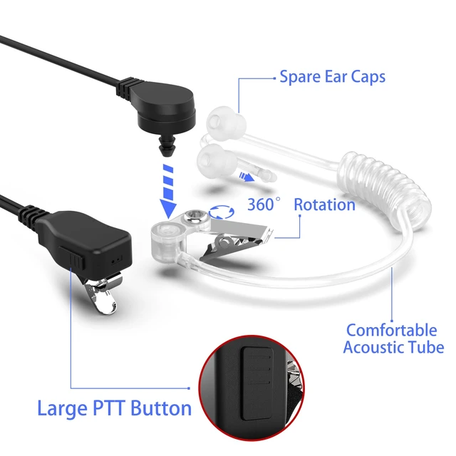 Alt view image 5 of 7 - KETELESE 2 Pin Air Acoustic Tube Surveillance Headset, 2Pack | 2-pin, Compatible with Baofeng, Kenwood, Retevis 2-pin two way radio