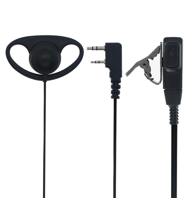Alt view image 3 of 6 - 5 Pack Walkie Talkies Earpiece with Mic PTT 2 Pin D-Type Ear Hooks Radio Headset Compatible for Baofeng 888S UV-5R UV-82 Retevis H-777 RT21 RT22 BTECH Kenwood Arcshell AR-5 2 Way Radio