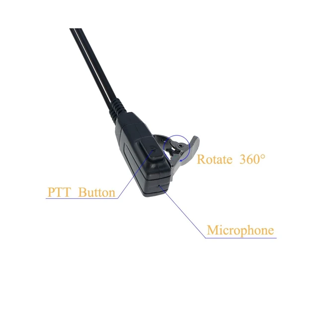 Alt view image 4 of 6 - 5 Pack Walkie Talkies Earpiece with Mic PTT 2 Pin D-Type Ear Hooks Radio Headset Compatible for Baofeng 888S UV-5R UV-82 Retevis H-777 RT21 RT22 BTECH Kenwood Arcshell AR-5 2 Way Radio