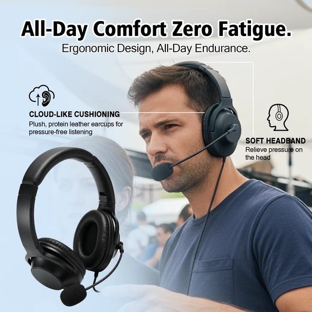 Alt view image 6 of 7 - Pdflie Over The Head Headset Security Earmuff with VOX & PTT, Boom Mic Compatible for Motorola CLP-E Series Walkie Talkies CLP1010e CLP1040e CLP1060e CLP1080e