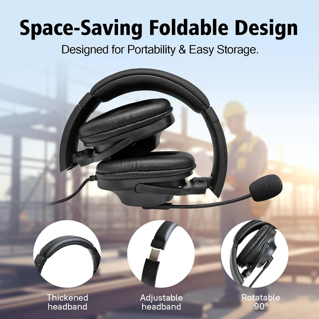 Alt view image 7 of 7 - Pdflie Over The Head Headset Security Earmuff with VOX & PTT, Boom Mic Compatible for Motorola CLP-E Series Walkie Talkies CLP1010e CLP1040e CLP1060e CLP1080e