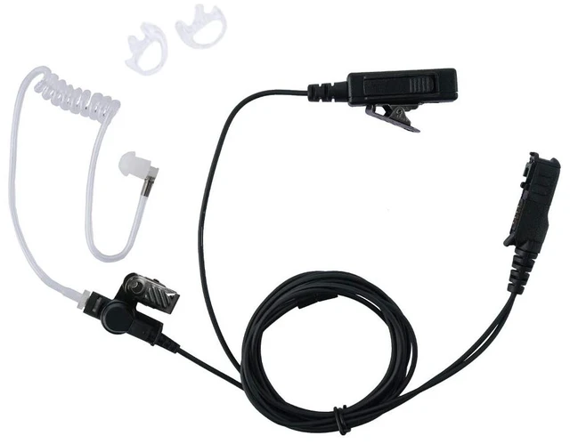 Main image of 2-Wire Acoustic Tube Headset Compatible with XPR 3300e xpr 3500e Radios | Earpiece with a Pairs of Earbud Transparent tube, low-profile PTT clip ,for XIR P6600, E8608 Two Way , Walkie Talkie