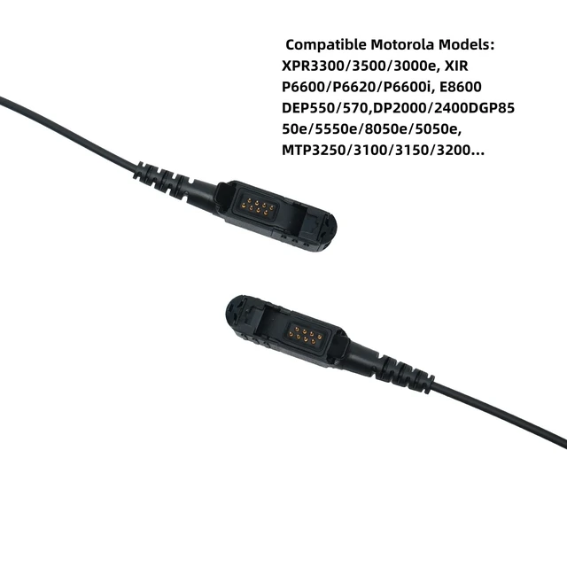 Alt view image 6 of 7 - 2-Wire Acoustic Tube Headset Compatible with XPR 3300e xpr 3500e Radios | Earpiece with a Pairs of Earbud Transparent tube, low-profile PTT clip ,for XIR P6600, E8608 Two Way , Walkie Talkie
