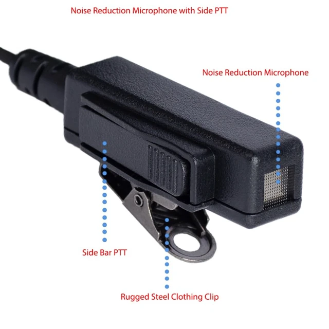 Alt view image 7 of 7 - 2-Wire Acoustic Tube Headset Compatible with XPR 3300e xpr 3500e Radios | Earpiece with a Pairs of Earbud Transparent tube, low-profile PTT clip ,for XIR P6600, E8608 Two Way , Walkie Talkie