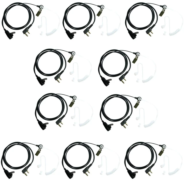 Main image of Walkie Talkie Earpiece Headset with PTT MIC,Acoustic Tube 10 Packs | Compatible with Baofeng UV-5R BF-888S BF-F8HP Kenwood TK-2202 TK-2402 TK-3402 2 Way Radio Accessories