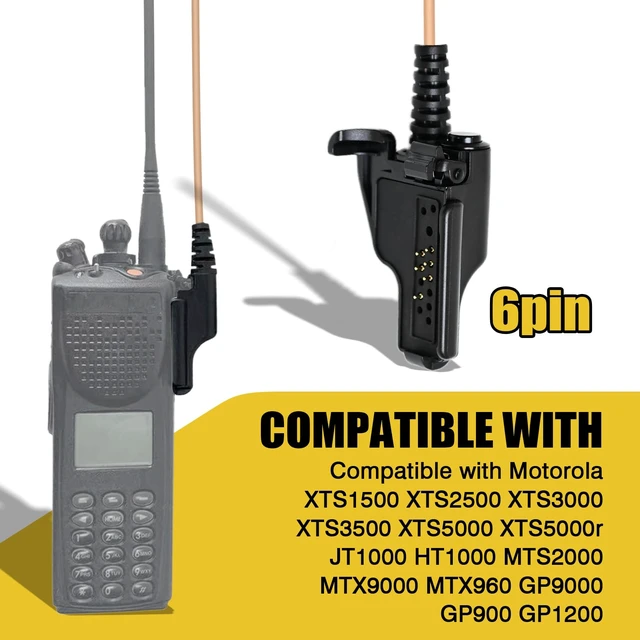 Alt view image 2 of 7 - JUYODE Walkie Talkie Earpiece with Dual PTT Mic Double Push-to-Talk Button Acoustic Tube Headset for XTS1500 XTS2000 XTS2500 XTS3000 XTS3500 XTS5000 HT1000 Radio