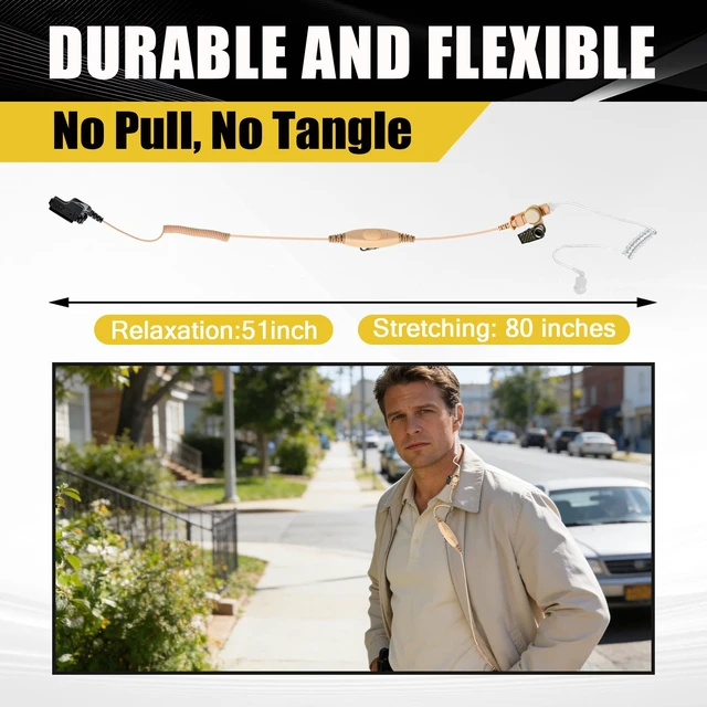 Alt view image 6 of 7 - JUYODE Walkie Talkie Earpiece with Dual PTT Mic Double Push-to-Talk Button Acoustic Tube Headset for XTS1500 XTS2000 XTS2500 XTS3000 XTS3500 XTS5000 HT1000 Radio