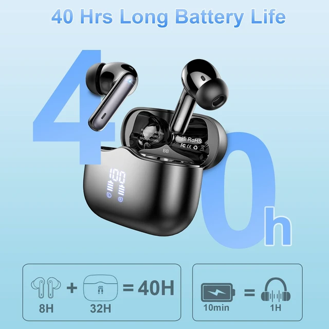 Alt view image 5 of 6 - Wireless Earbuds, Bluetooth Ear Buds 5.4 Mini HiFi Stereo with 4 ENC Noise Cancelling Mics Wireless Headphones, in Ear Earphones 40H IP7 Waterproof, USB C, Bluetooth Headset for Sports, Gym, Workout
