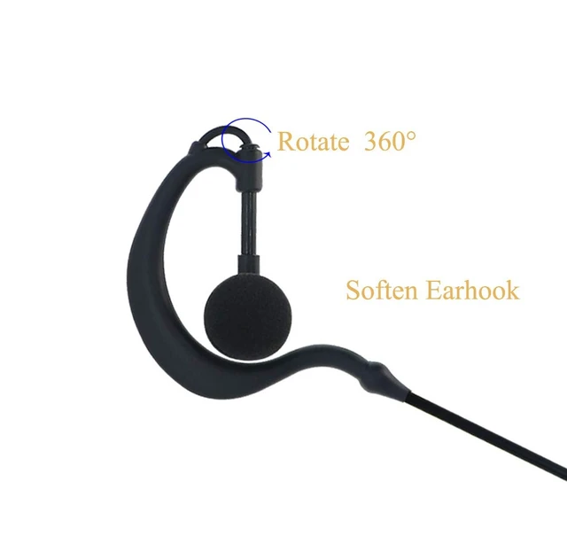 Alt view image 2 of 6 - Walkie Talkie Earpiece 2 Pin G Shape Headset for Baofeng UV-5R H-777 5 Pack | 2-Pin K-Plug, Single Wire Earhook, In-Line Mic PTT, Radio Headset Compatible with Retevis H-777 RT21 RT22 Kenwood TK-3402