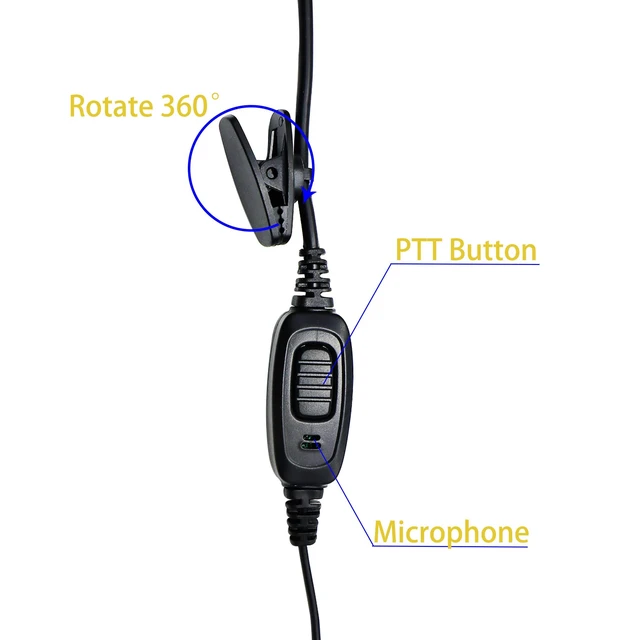 Alt view image 3 of 6 - Walkie Talkie Earpiece 2 Pin G Shape Headset for Baofeng UV-5R H-777 5 Pack | 2-Pin K-Plug, Single Wire Earhook, In-Line Mic PTT, Radio Headset Compatible with Retevis H-777 RT21 RT22 Kenwood TK-3402