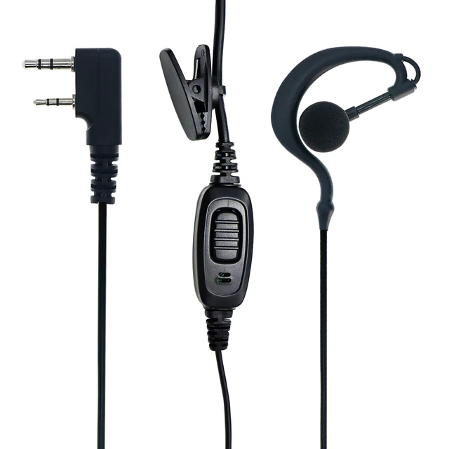 Alt view image 5 of 6 - Walkie Talkie Earpiece 2 Pin G Shape Headset for Baofeng UV-5R H-777 5 Pack | 2-Pin K-Plug, Single Wire Earhook, In-Line Mic PTT, Radio Headset Compatible with Retevis H-777 RT21 RT22 Kenwood TK-3402