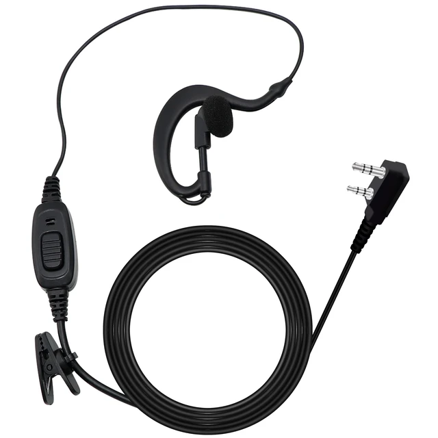 Alt view image 6 of 6 - Walkie Talkie Earpiece 2 Pin G Shape Headset for Baofeng UV-5R H-777 5 Pack | 2-Pin K-Plug, Single Wire Earhook, In-Line Mic PTT, Radio Headset Compatible with Retevis H-777 RT21 RT22 Kenwood TK-3402