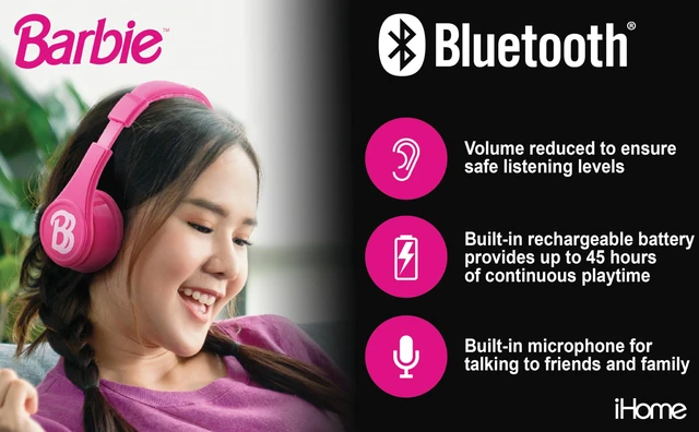 Alt view image 2 of 7 - Barbie Bluetooth Headphones for Kids, Wireless Headphones for School, Home, or Travel (Barbie)
