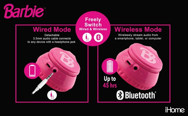 Alt view image 6 of 7 - Barbie Bluetooth Headphones for Kids, Wireless Headphones for School, Home, or Travel (Barbie)