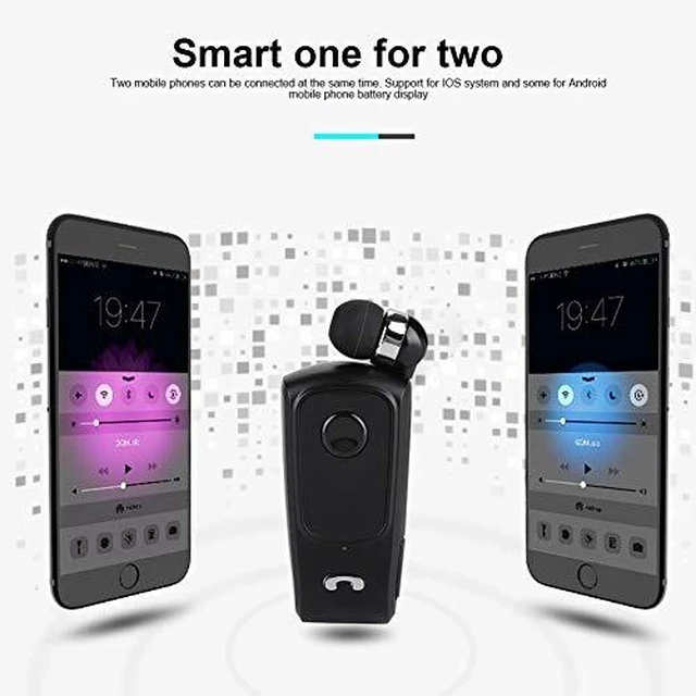 Alt view image 3 of 7 - F920 Sports Bluetooth V5.4 Headset Earpiece 2.4GHz Retractable Driving Earphone Support for Office/Driving(Black) for f990 Drahtlose Bluetooth Headset