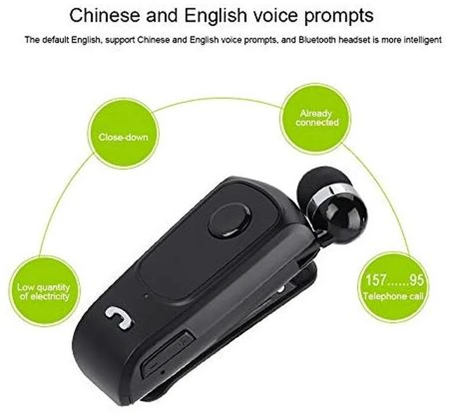 Alt view image 6 of 7 - F920 Sports Bluetooth V5.4 Headset Earpiece 2.4GHz Retractable Driving Earphone Support for Office/Driving(Black) for f990 Drahtlose Bluetooth Headset