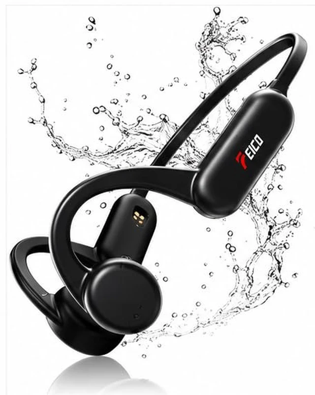 Alt view image 2 of 7 - Eletronova Bone Conduction Headphones with Built-in MP3 32GB Sports Headset, IP68 Waterproof, Bluetooth 5.3 Open-Ear Earphones for Swimming, Running, Cycling & Driving, Mic Included