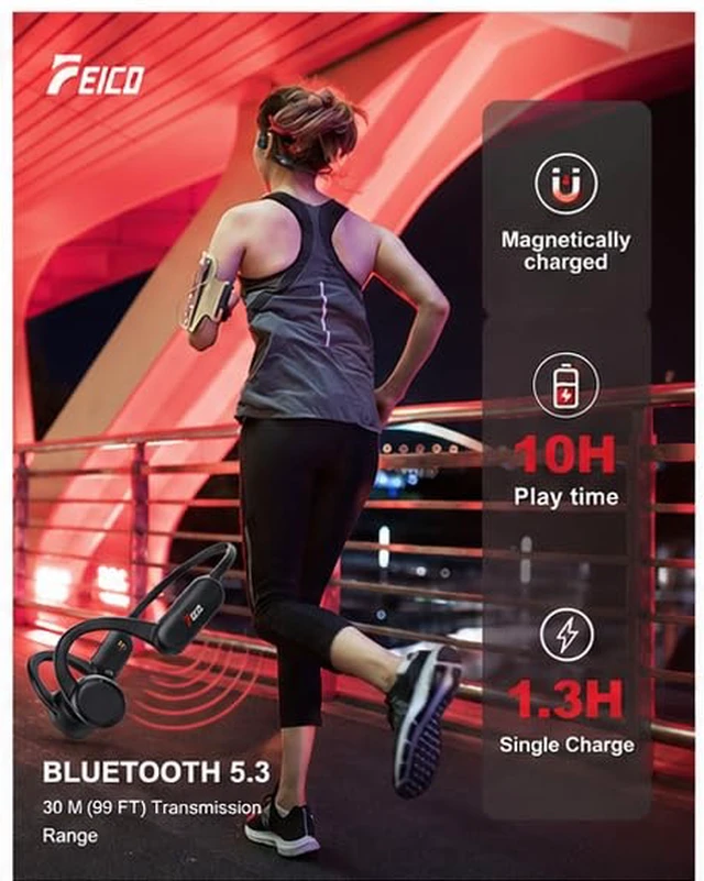 Alt view image 4 of 7 - Eletronova Bone Conduction Headphones with Built-in MP3 32GB Sports Headset, IP68 Waterproof, Bluetooth 5.3 Open-Ear Earphones for Swimming, Running, Cycling & Driving, Mic Included