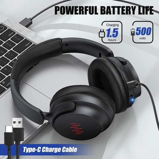 Alt view image 5 of 7 - ANC Wireless Headphones Over Head for iPhone 17 18 Pro Max Duo 16/Galaxy | Active Noise Canceling Over Ear Bluetooth Headset with Mic Deep Bass Lightweight Cordless Headphone for Travel Home Office TV