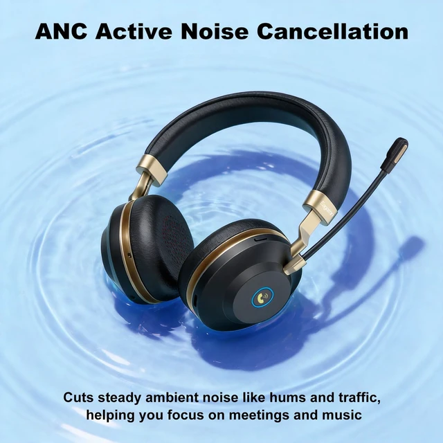 Alt view image 3 of 7 - EAGATON ANC Wireless Headset with Mic, Bluetooth Headset with Microphone | On-Ear Wireless Headphones with AI Noise Cancelling,Bluetooth 6.0 , Charging Dock for Laptops,Cell Phones(Without USB Dongle)