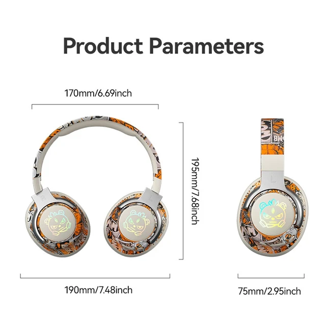 Alt view image 2 of 7 - GZLMMY Wireless Bluetooth Headphone Fashion Head Mounted Earphone for Games Gaming Long Battery Life Headset Mic Music (White)