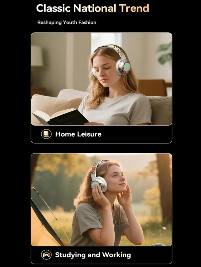Alt view image 6 of 7 - GZLMMY Wireless Bluetooth Headphone Fashion Head Mounted Earphone for Games Gaming Long Battery Life Headset Mic Music (White)