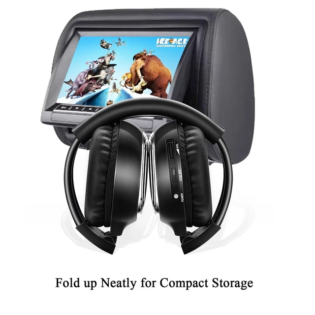 Alt view image 5 of 7 - JYSiptkird Universal 2 Channel IR Foldable Headphones,Kids Wireless Headphones for Universal Car Entertainment System,Infrared Headset for Car DVD Video (2 Pack)