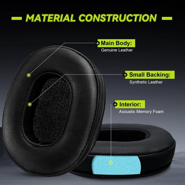 Alt view image 4 of 7 - Aurivor Genuine Leather Ear Pads Cushions for Audio-Technica ATH MSR-7, Headset Earpads Covers for M50X M40X M30X M20X, HyperX Cloud, SteelSeries Arctis 1 3 5 7 9 9X Pro Prime, Stealth 600 & More