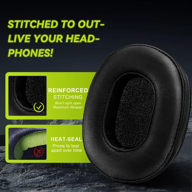 Alt view image 5 of 7 - Aurivor Genuine Leather Ear Pads Cushions for Audio-Technica ATH MSR-7, Headset Earpads Covers for M50X M40X M30X M20X, HyperX Cloud, SteelSeries Arctis 1 3 5 7 9 9X Pro Prime, Stealth 600 & More